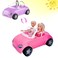 Convertible Car for Dolls, Sunlight Changes Color Convertible Doll Vehicle Car with 2-Working Seat Belts Pink Color Changing Purple Kids Toy Cars Ideal Gift for Girls Boys Children 3 to 7 Year Olds