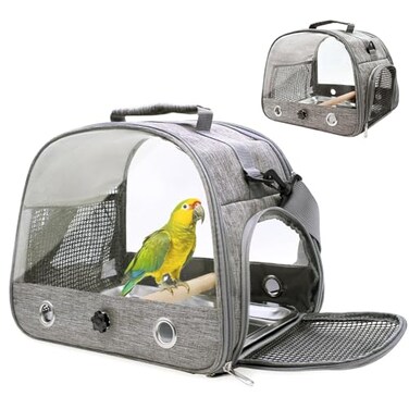 Bird Carrier with Perch Parakeet Travel Carrier Bag Portable Bird Backpack Carrier with Plat Breathable Bird Carrier Travel Cage for Small Pets
