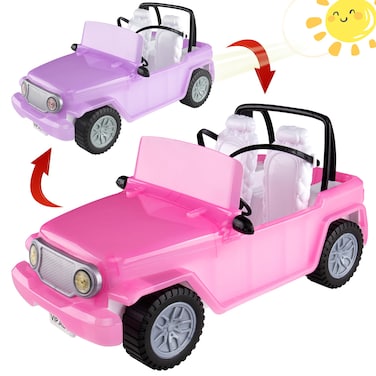 HAPITOIZ Fashion Toy Car for Dolls - Color Changing Toy Vehicle for 11.5 Inch Dolls, Pink Off-Road Convertible Car with 2 Seats &amp; Rolling Wheels, Birthday Gift for Kids Girls 3 4 5 6 Years Old