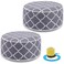 Juexica 2 Pack Outdoor/Indoor Inflatable Ottoman, All Weather Round Pouf with Handle D21 x H9, Water Repellent Portable Footstool Pouf for Patio Garden Camping or Home