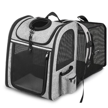 Cat Carrier Backpack, Pet Carrier Backpack Expandable for Cats Small Dogs Puppies Fit Up to 18 Lbs, Foldable Puppy Backpack Carrier with Breathable Mesh for Travel Hiking Camping