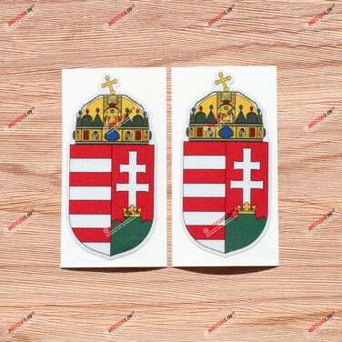 Hungary Hungarian Coat of Arms Vinyl Decal Sticker - 2 Pack Reflective, 4 Inches - for Car Boat Laptop Cup