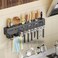 IECOM Wall Mount Kitchen Utensils Hanging Rack, 20" Multi-Use Kitchen Organizer with Utensil Holder, Hanging Organizer - Black