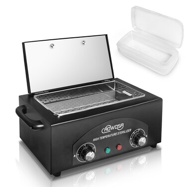 High Temperature Metal Tool Cleaning Box, 2L Dry Heat Cabinet Beauty Hair Nail Metal Tool Cleaning for Manicure Pedicure Barber, with 0-60 Min Timer &amp; 50-220℃ Temp Settings, Plastic Sterilization Tray
