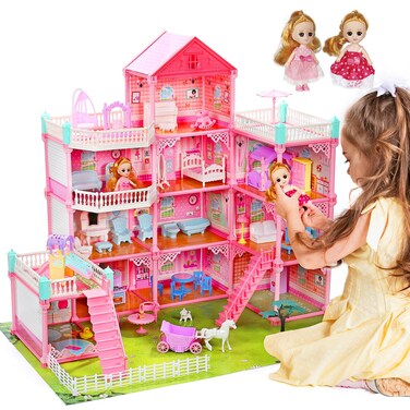 Huge Doll House Dollhouse with Light, Gift for Girls
