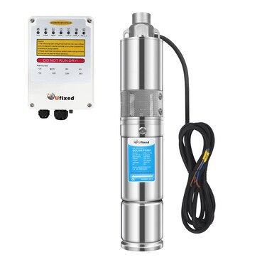 3" OD Solar Well Pump With MPPT Controller 24V Water Pump 7.9GPM 320Ft Head 3/4" Outlet 270W Power Stainless Steel Solar Water Pump Submersible Pump Deep Well Pump Energy Saving Solar Pump