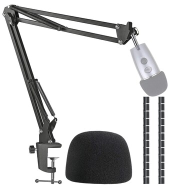 SUNMON Blue Yeti Nano Mic Boom Arm Stand with Pop Filter, Compatible with Blue Yeti Nano USB Microphone with Cable Sleeve