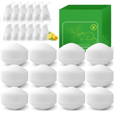 Natural Mouse Repellent, 12 Pack Rodent Repellent Balls Peppermint Oil to Repel Mice and Rats, for Car Engines Home Kitchen Yard Garage Indoor &amp;amp; Outdoor, Humans &amp;amp; Pet Safe