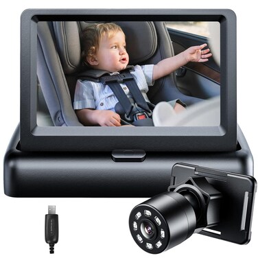 Itomoro Baby Car Mirror, View Infant in Rear Facing Seat with Wide Crystal Clear View,USB Easy Install baby car monitor 1080p