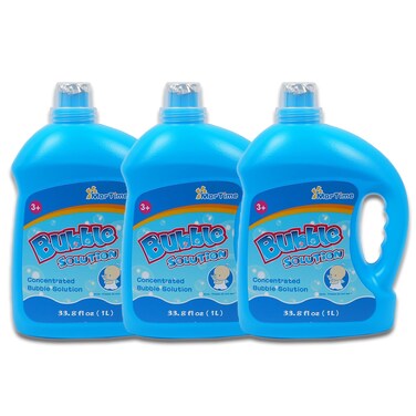 MorTime 3 Bottles Bubble Solution Refills, 3 L/101 OZ (up to 7.5 Gallon) Concentrated Bubble Solution Refill for Bubble Wands, Bubble Machines and Blowers