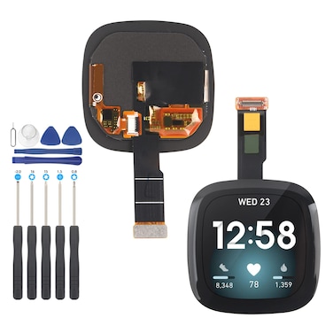 YWLRONG Screen Replacement for Fitbit Versa 3 FB511 / Fitbit Sense FB512 Watch LCD Display Touch Screen Digitizer Assembly with Tools(Black)