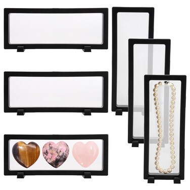 Dicunoy 6 PCS 3D Floating Display Case, Coins Display Stand Holder for Jewelry, Large Suspension Money Frame Box for Dollar Bill, Medallions, Fossils, Rocks, Stamps, 9" x 3.54" x 0.75