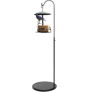 Blulu 34-55 Inch Adjustable Black Iron Shepherds Hook Outdoor and Indoor Shepherd Hook Stand Metal Chime Stand with Base for Wedding Event and Home Decoration