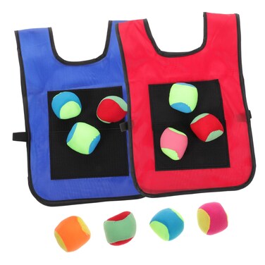 FOYTOKI 12Pcs Sticky Ball Vest Set for Dodgeball Game Props with Soft Sticky Balls for Outdoor Fun Sports Activities and Group Games