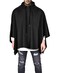 Demetory Men's Solid Color Oversized Batwing Sleeves Hooded Poncho Cape Cloak Black X-Large
