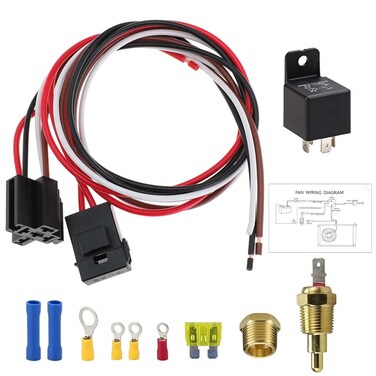 Ronybuy Electric Fan Relay Kit 40 AMP Automotive Relay Thermostat Switch Kit for Radiators Fans Temperature Sensor Switch 185 On 175 Off, Waterproof 12V Electric Cooling Fan Relay Switch Wiring Kit