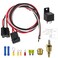 Ronybuy Electric Fan Relay Kit 40 AMP Automotive Relay Thermostat Switch Kit for Radiators Fans Temperature Sensor Switch 185 On 175 Off, Waterproof 12V Electric Cooling Fan Relay Switch Wiring Kit
