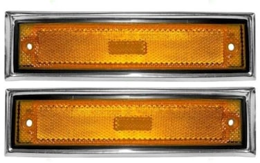 Parts N Go 1978-1987 CK Pickup Suburban Fender Marker Light with Chrome Trim Front Driver &amp; Passenger Side Left Right Hand - 915557 GM2550115, 915558 GM2551107