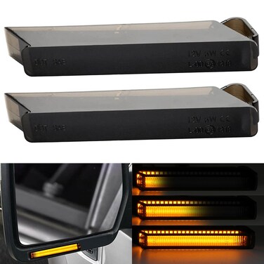2Pcs Sequential Amber LED Side Mirror Turn Signal Lights Smoked Compatible with Ford F150 2004-2014 /Raptor 2010-2014 /Expedition 1997-2007/Lincoln Mark LT 2006-2008