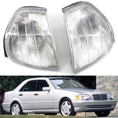 Prefer Warehouse Pair Front Clear Corner Light Turn Signal Compatible With Benz C Class W202 (C280 &amp; C220 &amp; C230 &amp; C36 AMG &amp; C43 AMG) 1994-2000 Replaces 2028261143 2028261243 A2028261143 A2028201243