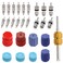 Taiss 27pcs Cap &amp; Valve Air Conditioning System Seal Caps Kit,R12 R134a Refrigeration Tire Valve Stem Cores F-096