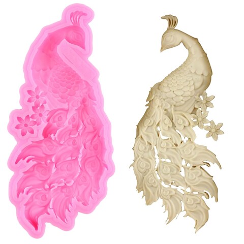 YIHUOMOLDS Peacock Fondant Silicone Molds For Cake Decorating Cupcake Topper Chocolate Candy Gum Paste Polymer Clay
