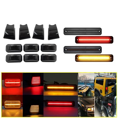 TOTMOX 14 Pack Hummer H2 Cab Roof Lamps Compatible with 2003-2009 Hummer H2 and H2 SUT Top Clearance LED Side Marker Light Kit Front Rear Amber/Red Cab Roof Lamps Replacement