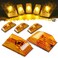 Partsam 5pcs Cab Marker Roof Running Top Lights 264160AM Front Amber Lens Crystal Chrome Waterproof + T10 194 168 W5W 2825 Yellow Halogen Bulbs Compatible with Hummer H2 SUV SUT 2003-2009