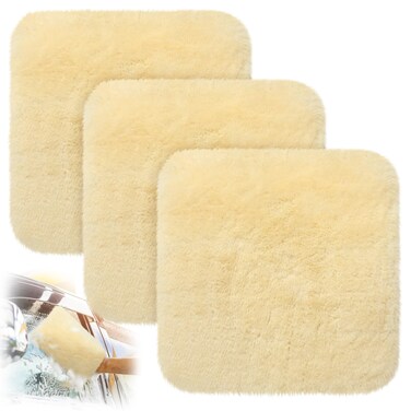 Dingion 3 Pcs Wool Car Wash Pad Wash Mitts Plush Synthetic Polish Pads for Car Washing Detailing Scratch Free Car Care Kit,10x10 Inch