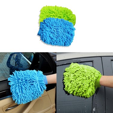 HEVLE 2PCS Car Wash Mitt, Wash Mitts for Car Washing, Chenille Premium Scratch-Free Microfiber Wash Mitt, Double-Sided Car Washing Gloves, Universal Car Accessories for Car, Truck, SUV
