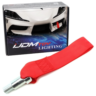 iJDMTOY Red High Aesthetic Racing Tow Hook Strap Set Compatible with 2020-up Toyota Supra GR, Made of Iron Towing Rod