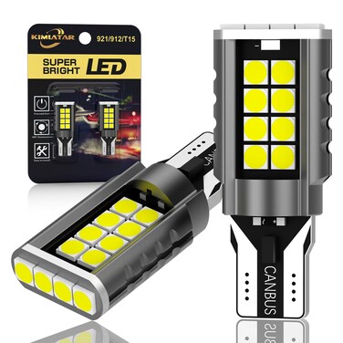 KIMLATAR 921 LED Bulb Reverse Light 912 T15 Back up lights,6000K Xenon White W16W 906 904 902 Super Bright 912 LED Bulb Direct Reverse Replacement Lamps（Pack of 2）