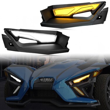 SAUTVS Front Upper Accent Panel Light Kit for Slingshot, Daytime Running Lights &amp; Trim Panel, DRL &amp; Driving Lights Decorative Plate for 2014-2023 Polaris Slingshot S SL SLR R LE Modified Accessories