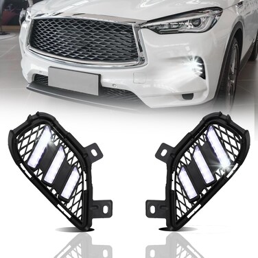 GEEGEETOP Upgrade full LED Driver and Passenger DRL Turn Signal Light Front Bumper Fog Lamps Compatible with INFINITI QX50 2022 2023 2024 Pure, Luxe, Sensory and Autograph Indicated Light