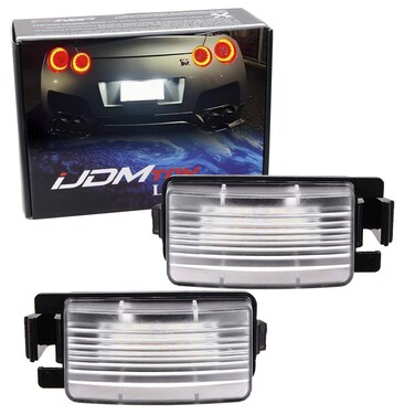 iJDMTOY OEM-Fit 3W Full LED License Plate Light Kit Compatible With Nissan 350z 370z GT-R Cube Leaf Sentra Versa Infiniti G25 G35 G37 Q60, Powered by 18-SMD Xenon White LED