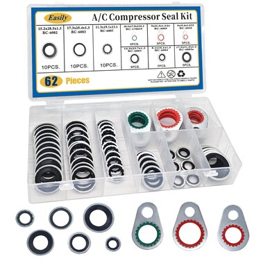 62 PCS A/C System Compressor Gasket Seals Air Conditioning Compressor Port Seal Washer Kit, Automotive Replacement Seal Gasket