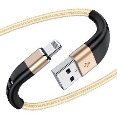 Essri 2Pack for iPhone Charger Cord 1FT, Lighting Cable 1 Feet to USB Charging Cable, Nylon Braided Charging Cord 1 Foot Compatible with iPhone 14 13 12 11 X XS XR Pad - Gold