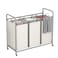 LINZINAR 3-Bag Laundry Sorter,Laundry Hamper Cart with Heavy Duty Rolling Lockable Wheels and Removable Bags (Beige)