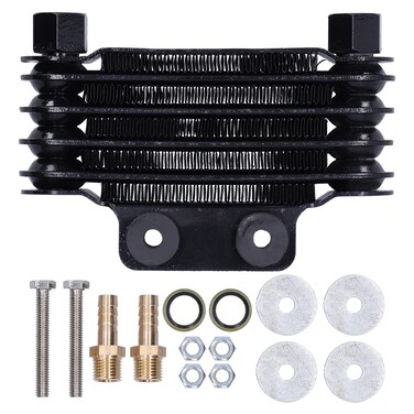 Yuecoom Motorcycle Oil Cooler, Universal Engine Oil Cooler Cooling Radiator Accessory for 125-250CC Motorcycles ATV Dirt Bike 5 Row Replacement