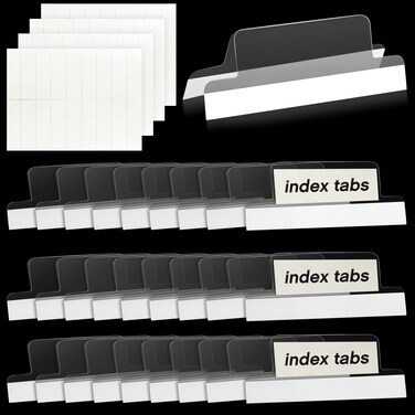 2 Inch Insertable Self-Adhesive Tabs with Printable Inserts with File Folder Labels Sticky Plastic Index Tabs Clear Divider Tabs Stick on File Tabs Self Adhesive for Book Page(50 Pieces)