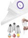1M 2D 2F Piping Tip Set,3 Pcs Large Decorating Tips with 20 Pcs Disposable Icing Bags 12inch for Cake Cupcake Decorating