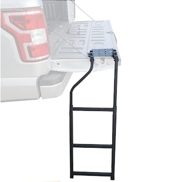 SKTYANTS Pickup Truck Tailgate Ladder Foldable Extension Telescopic Adjustable Universal Pickup Truck Bed Step with Bucket Straps Set and Stainless Steel Self-Tapping Screws Truck Bed Ladder