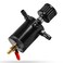 Universal Baffled Oil Catch Can with Breather Filter and Drain Valve 3-Port(1oulet + 2inlets),150ml Billet Aluminum Oil Separator Catch Can Oil Reservoir Tank, Adapters/Screws/Washers Included, Black