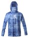 Performance Fishing Hoodie with Face Mask Hooded Sunblock Shirt Sun Shield Long Sleeve Shirt, Light Blue, 2X-Large