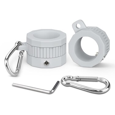 Loretoy Plastic Flag Pole Rings with Bearings 2 Pack, 360 Degree Rotating Anti-Wrap Flag Mounting Ring, Spinning Flag Pole Swivel Set with Carabiner and Wrench for 0.75-1.0 Inch Flagpole-Grey