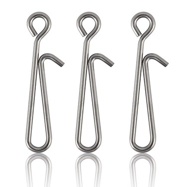 Dr.Fish 50 Pack Fast Fishing Snap Clips Stainless Steel Hanging Snap Quick Lock Hook Link Clips Rigging Link Clips Safety Decoy Swivels Snap Size 3, 40Lb