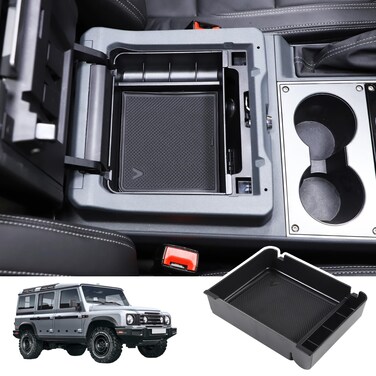 Bekantogy Car Armrest Storage Box Tray Compatible with INEOS Grenadier 2022 2023 2024 2025 Center Console Armrest Organizer Storage Box Tray With Anti-Slip Mat ABS Accessories
