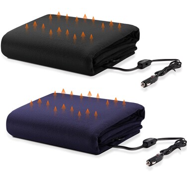 Riakrum 2 Pcs Winter Heated Car Blanket 43 x 59 Inch 12 Volt Car Electric Blanket Heating Blanket Portable Heated Throw for Camping Truck SUV Rv Travel Accessories