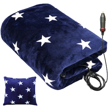 Klaggie Car Heated Blanket - 12-Volt Portable Blanket for Car, Truck, SUV, RV - Soft Flannel and Sherpa - Travel Size 59" x 43