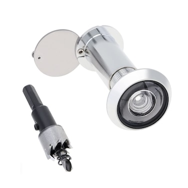 HOJLKLD Door Viewer Peephole 200 Degree Zinc Alloy with 16 mm/0.63 inch Drill Bit for 1-1/2" to 2-3/8" Doors (Mirror Polished Chrome)
